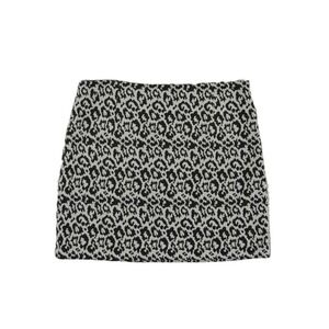 NEW Tibi Leopard Print Skirt Women's Size 8 Black White Animal Mini Jacquard